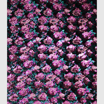 Black Embroidered Tulle with Full-Field Paillettes and Large Multicolor Flowers