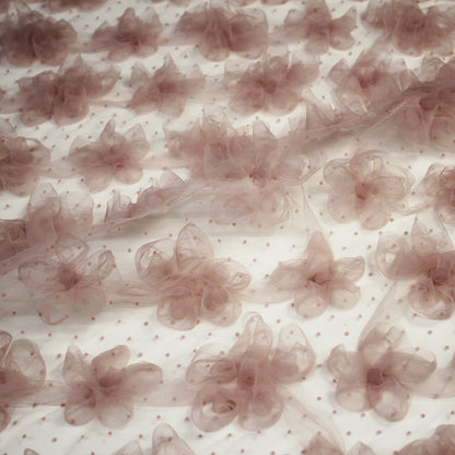 Tulle with Plumetis Dots and 3D Tulle Flowers