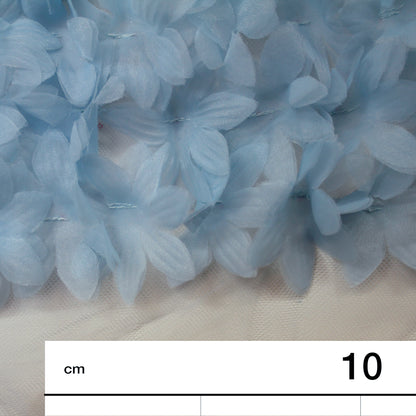 Tulle Ricamato 3D con Fiori Piccoli a Campo Pieno