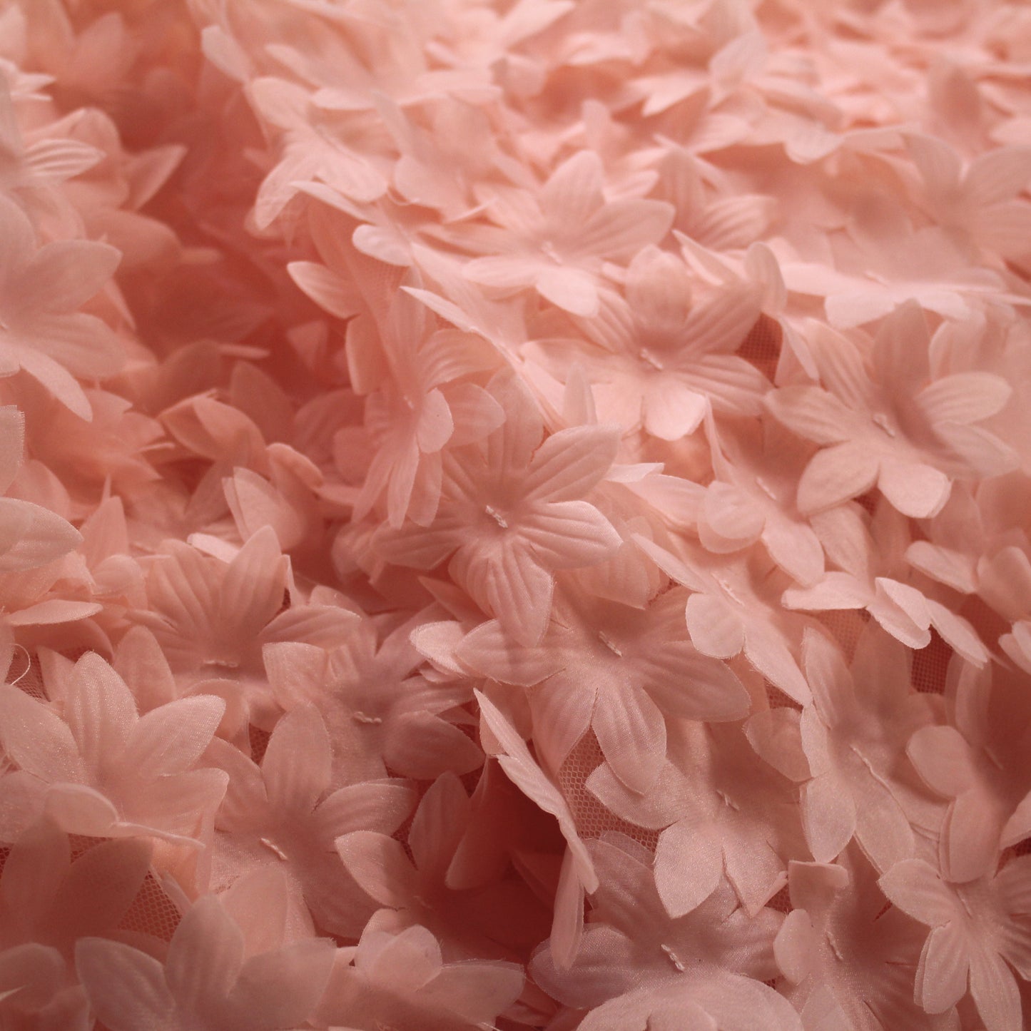 Tulle Ricamato 3D con Fiori Piccoli a Campo Pieno