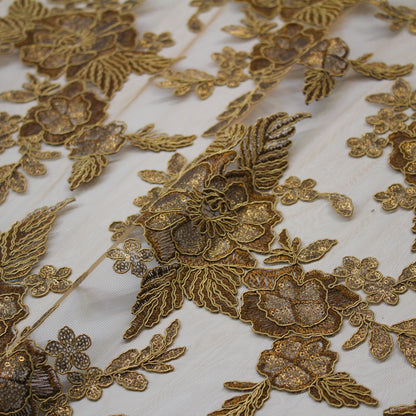 Tulle Ricamato a Filo | Mazzi di Fiori in Rebrodé con Paillettes