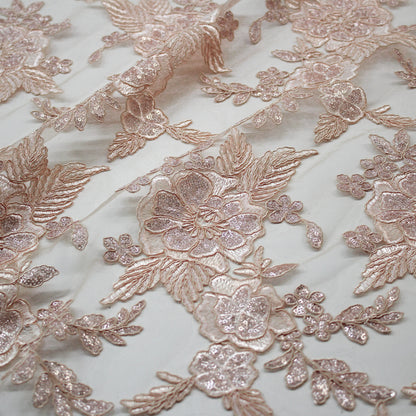 Tulle Ricamato a Filo | Mazzi di Fiori in Rebrodé con Paillettes