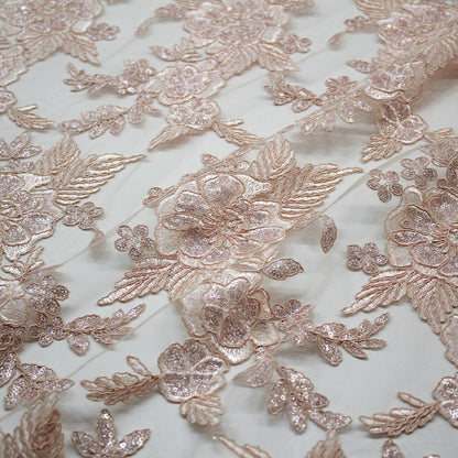 Tulle Ricamato a Filo | Mazzi di Fiori in Rebrodé con Paillettes