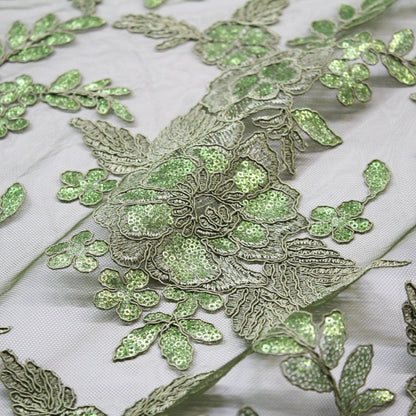 Tulle Ricamato a Filo | Mazzi di Fiori in Rebrodé con Paillettes
