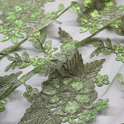 Tulle Ricamato a Filo | Mazzi di Fiori in Rebrodé con Paillettes