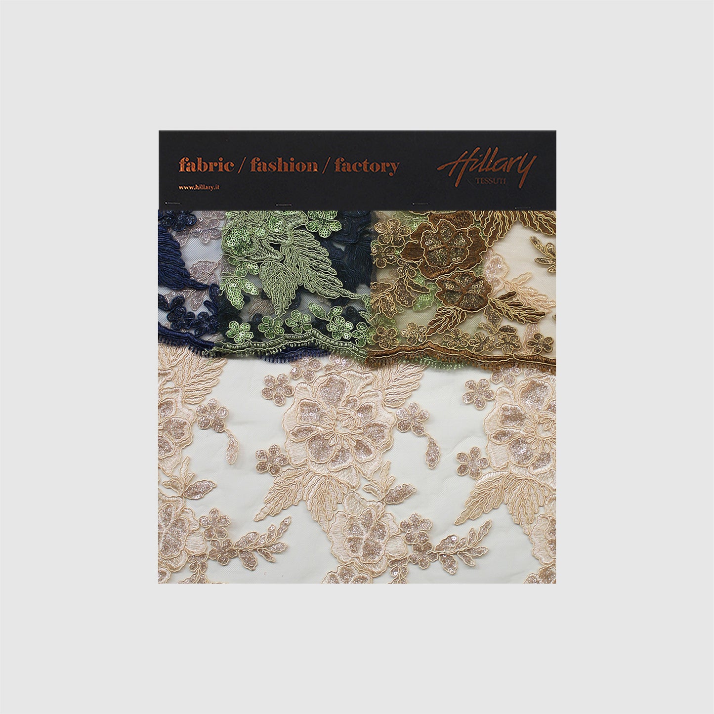 Cartella Tulle Ricamato a Filo | Mazzi di Fiori in Rebrodé con Paillettes
