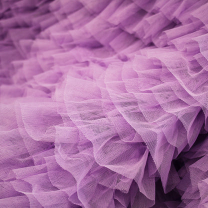 Tulle Ricamato con Balze e Rouches