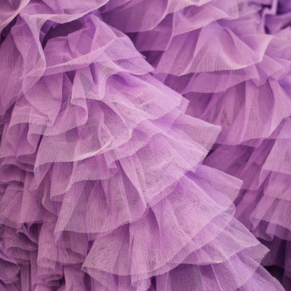 Tulle Ricamato con Balze e Rouches