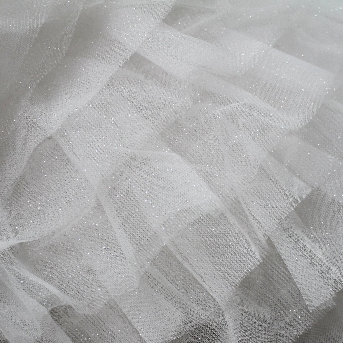 Tulle Ricamato con Balze in Tulle Glitter