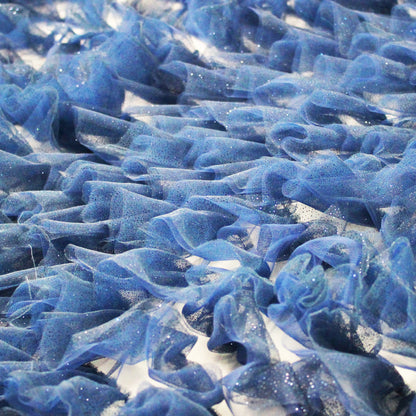 Tulle Ricamato con Balze in Tulle Glitter