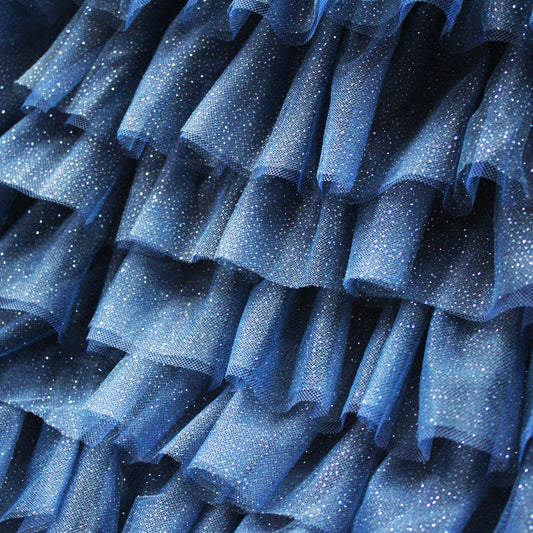 Embroidered Tulle with Glittered Ruffles