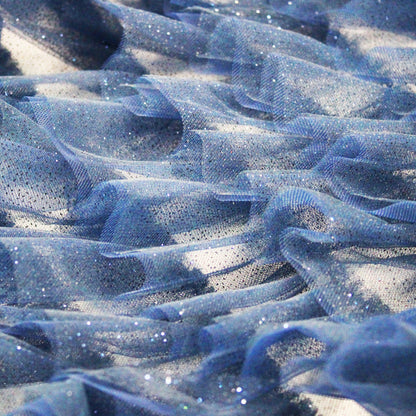 Tulle Ricamato con Balze in Tulle Glitter