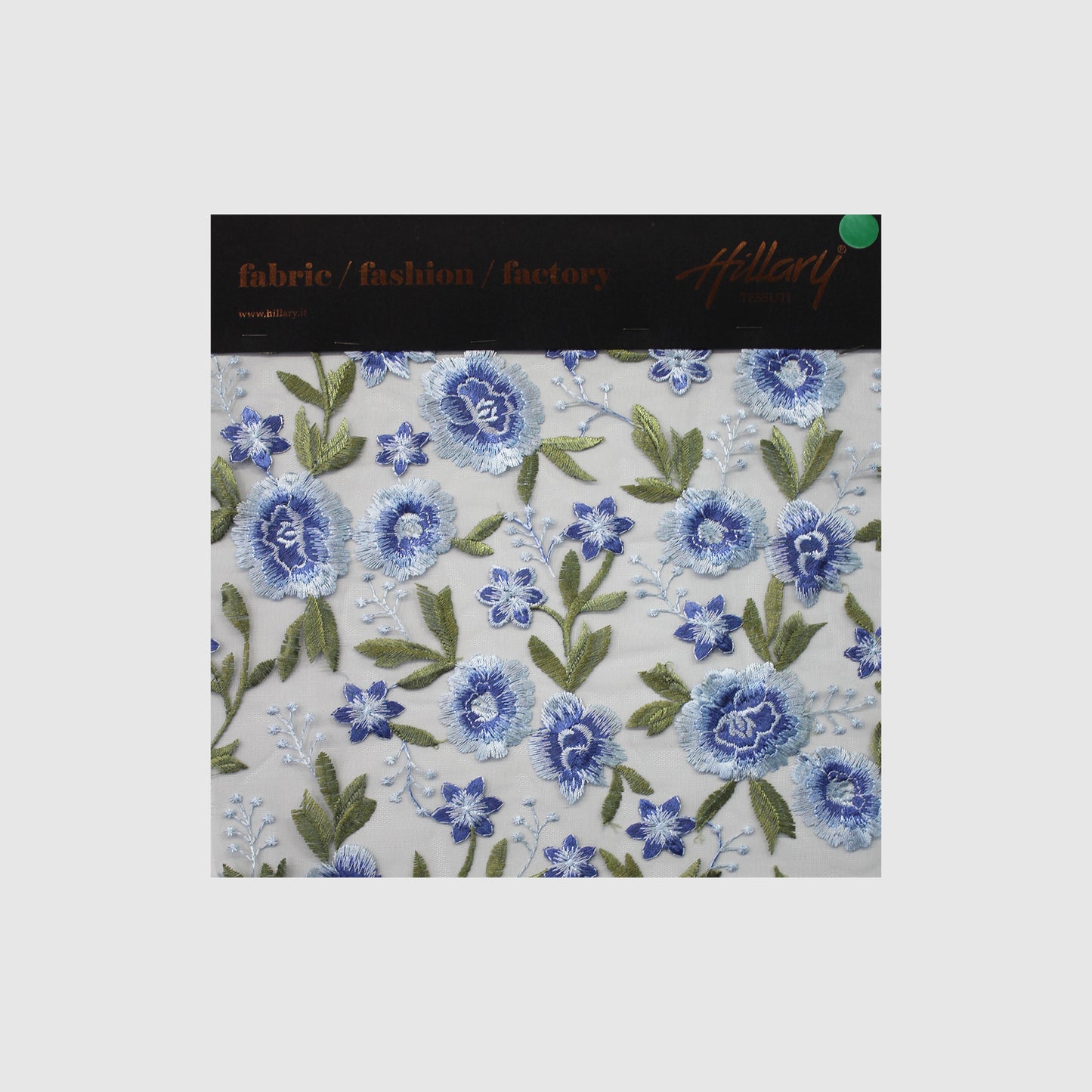 Embroidered Sky Blue Tulle With Lurex Flowers Sample