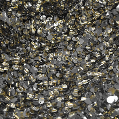 All-Over Double Layered Sequin Tulle | Black and Gold