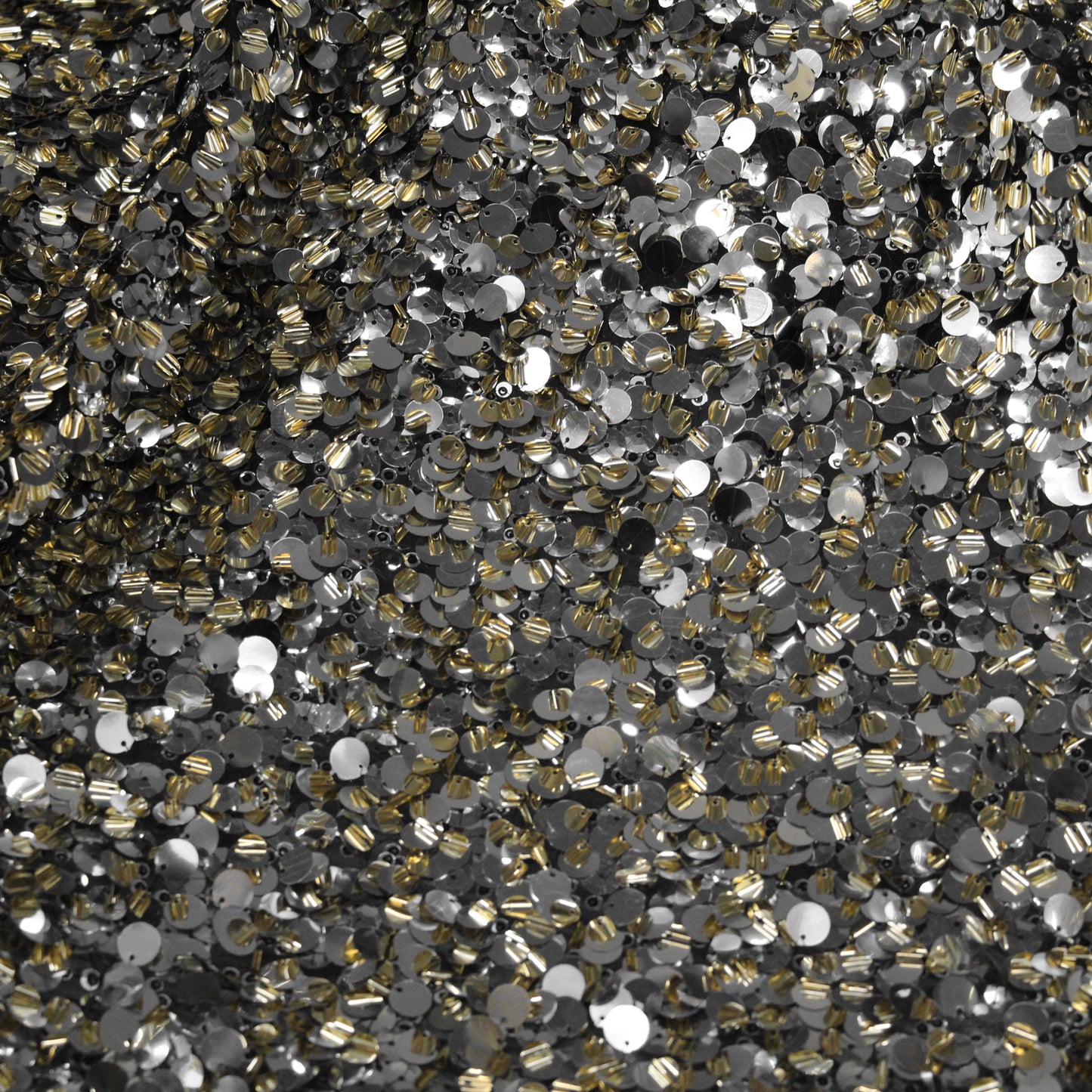 All-Over Double Layered Sequin Tulle | Black and Gold
