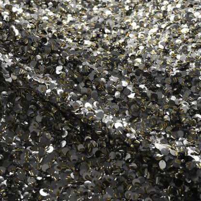 All-Over Double Layered Sequin Tulle | Black and Gold