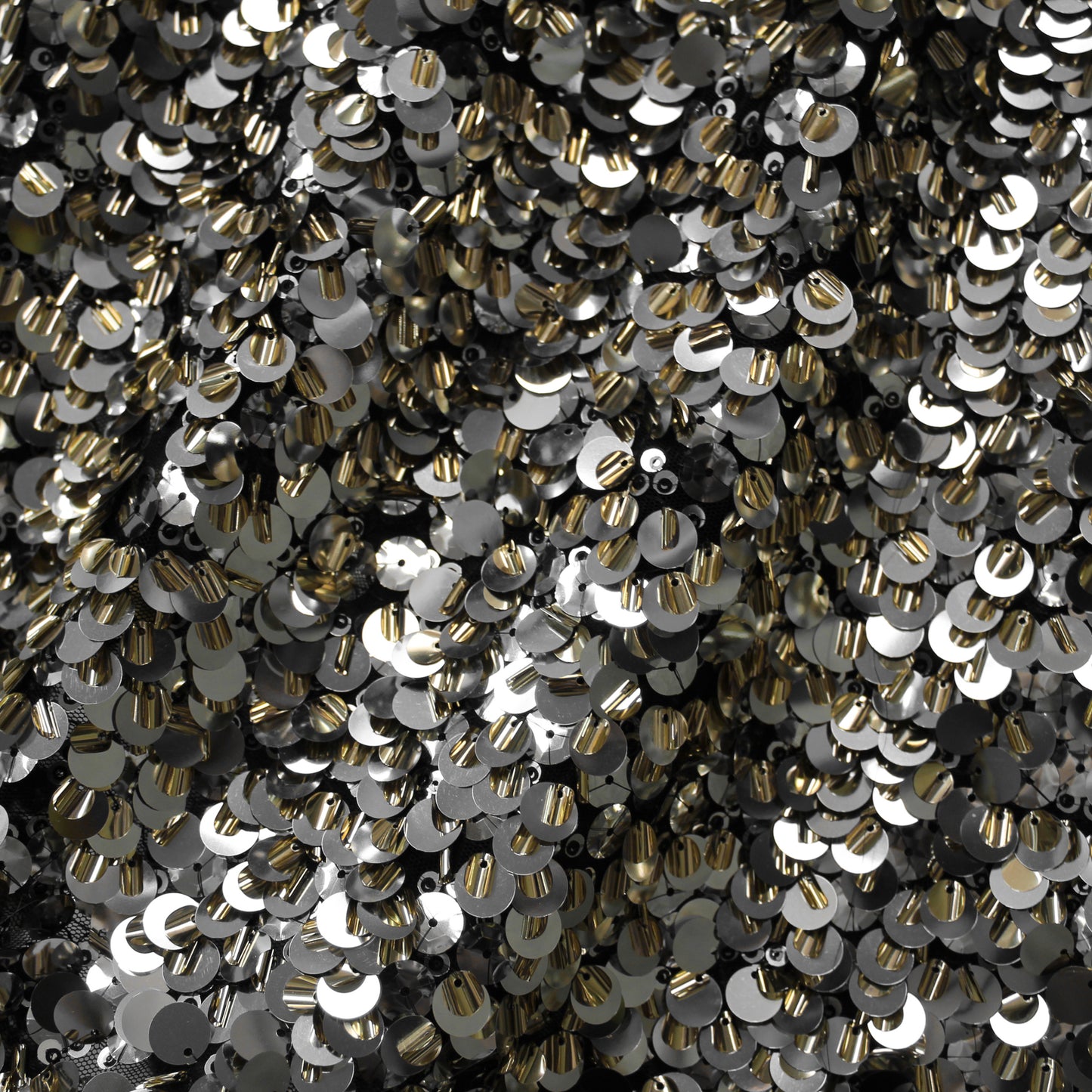 All-Over Double Layered Sequin Tulle | Black and Gold