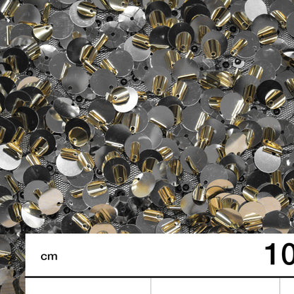 All-Over Double Layered Sequin Tulle | Black and Gold