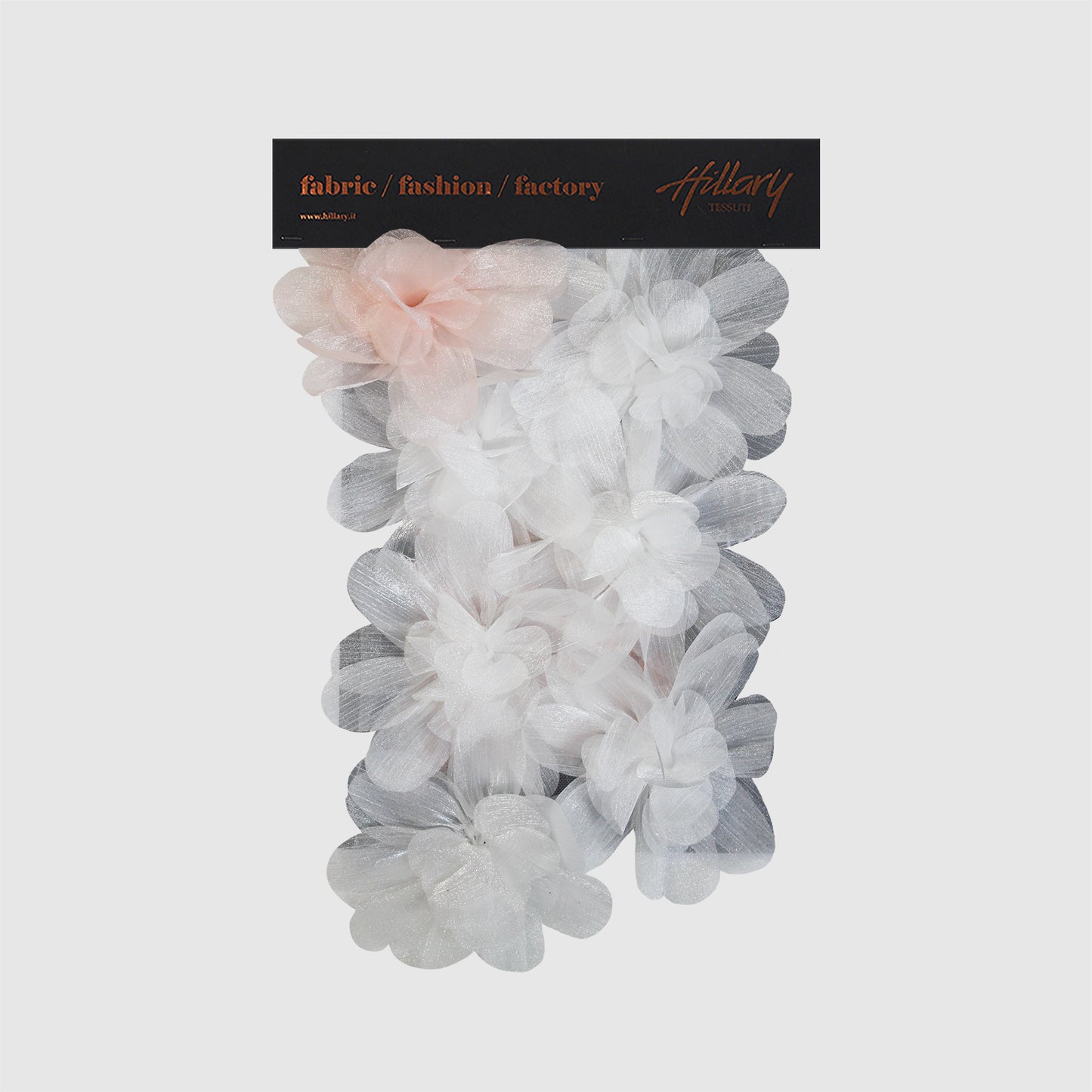 Cartella Tulle Ricamato con Fiori 3D e Petali Lucidi