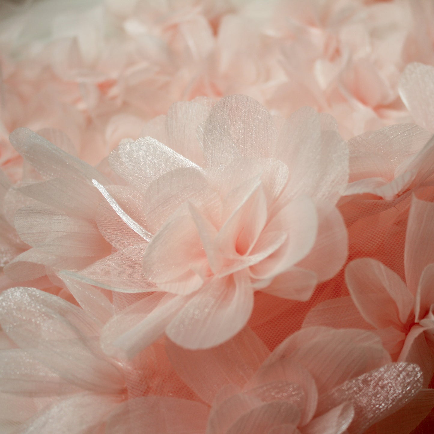 Tulle Ricamato con Fiori 3D e Petali Lucidi