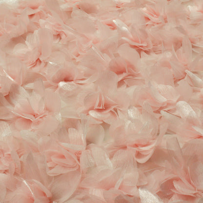 Tulle Ricamato con Fiori 3D e Petali Lucidi