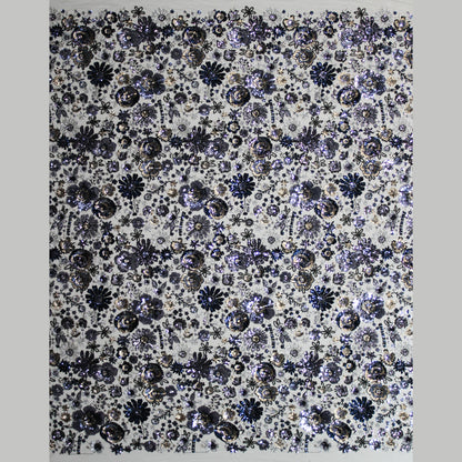 Tulle Alta Moda con Ricamo Floreale Multiforme, Paillettes, Perline e Coralli