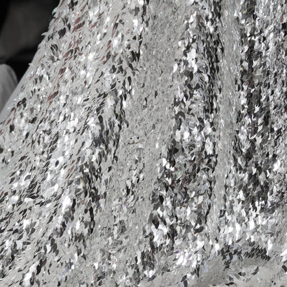 All-Over Leaf-Shaped Sequin Embroidered Tulle