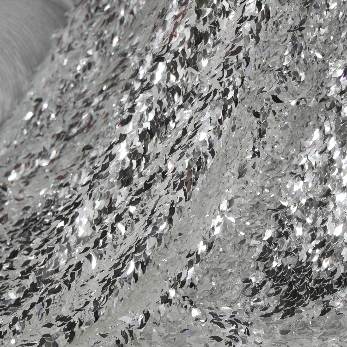 All-Over Leaf-Shaped Sequin Embroidered Tulle