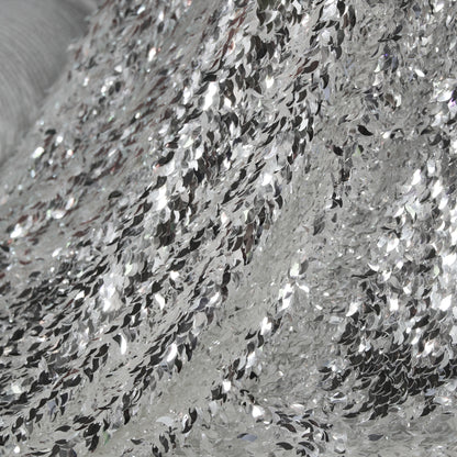 All-Over Leaf-Shaped Sequin Embroidered Tulle
