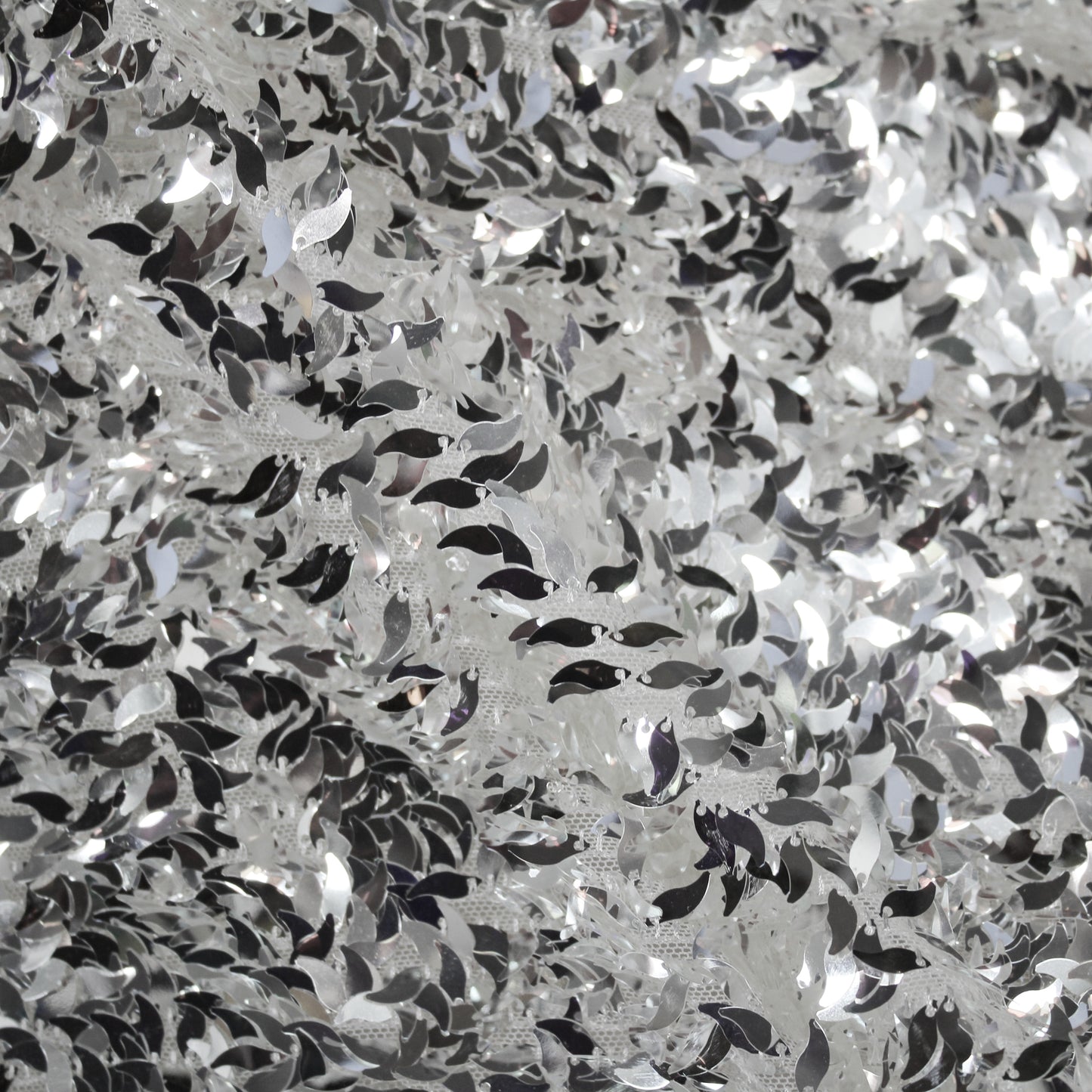 All-Over Leaf-Shaped Sequin Embroidered Tulle