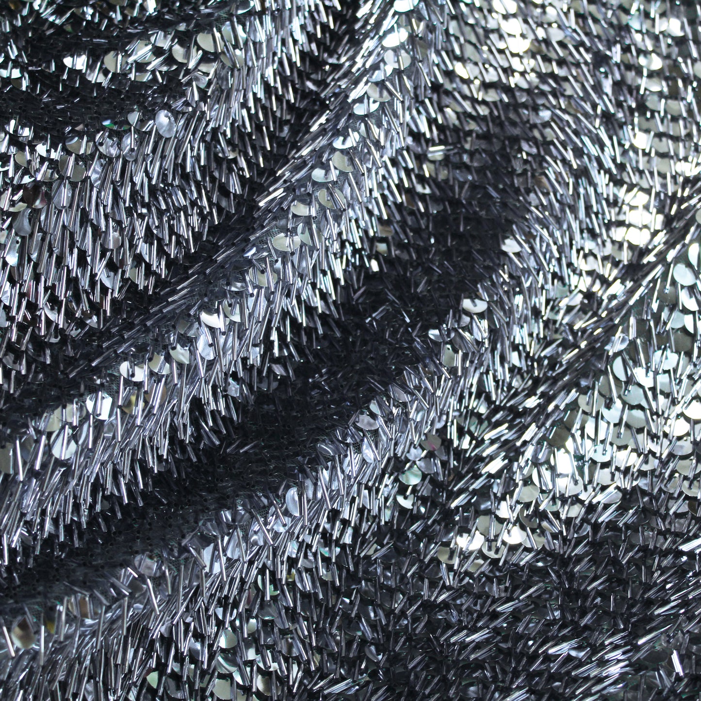 Cascading Waterfall Tulle with Large Bugle Beads and Sequins