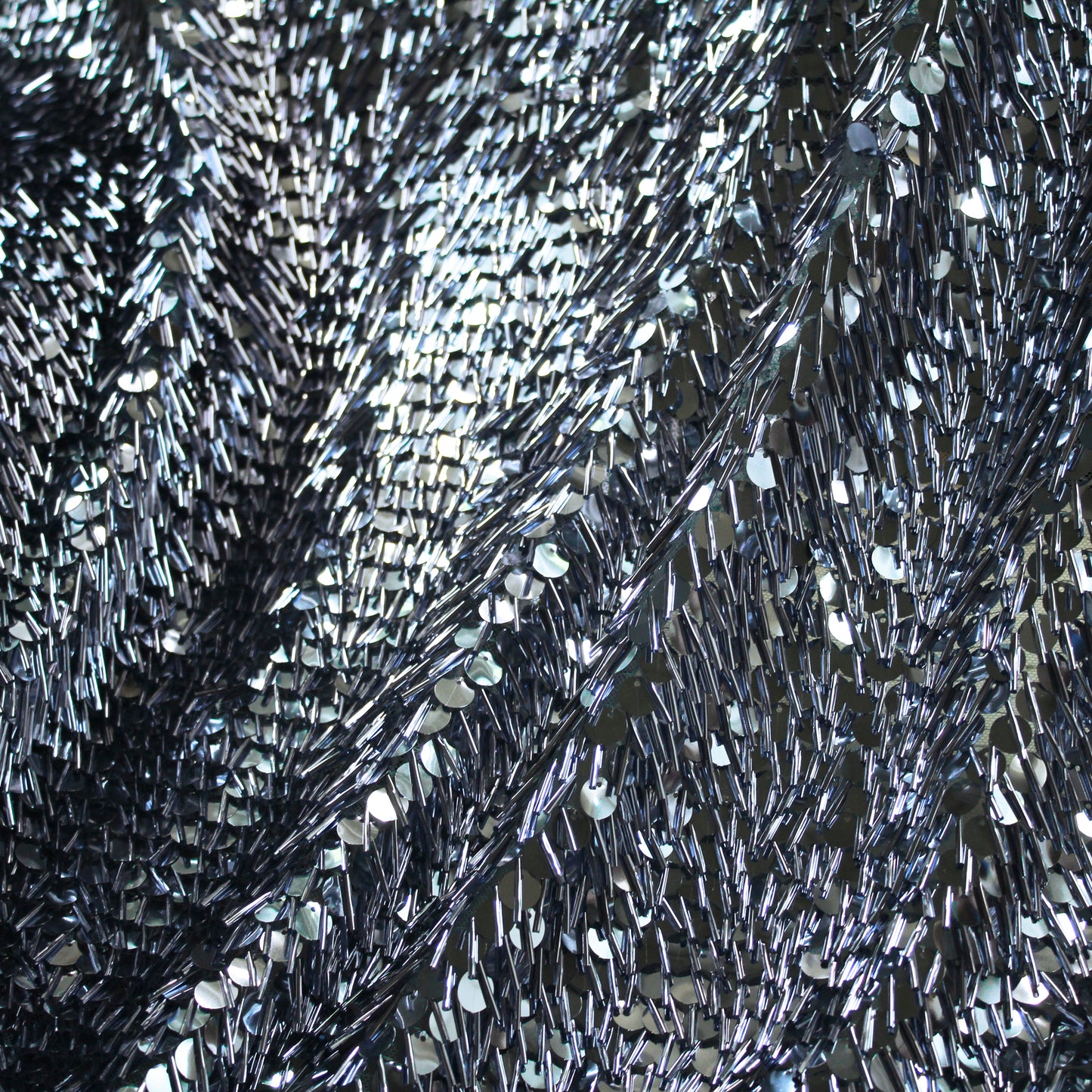 Cascading Waterfall Tulle with Large Bugle Beads and Sequins
