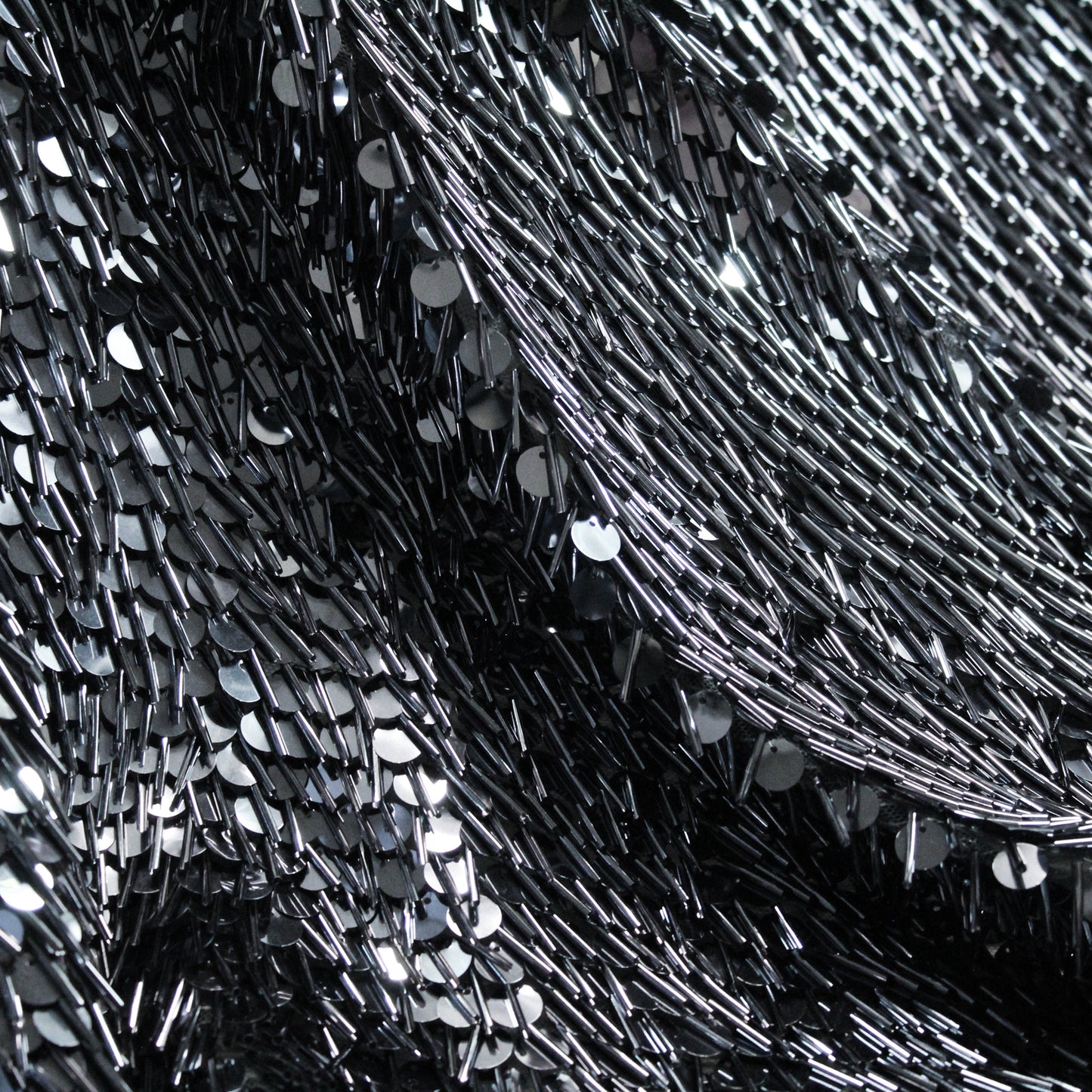 Cascading Waterfall Tulle with Large Bugle Beads and Sequins