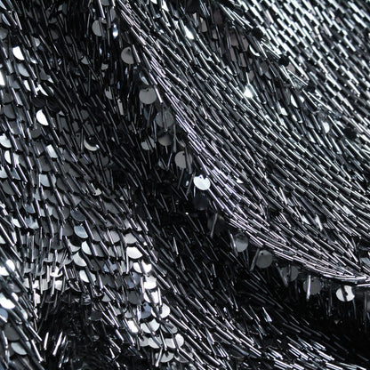 Cascading Waterfall Tulle with Large Bugle Beads and Sequins