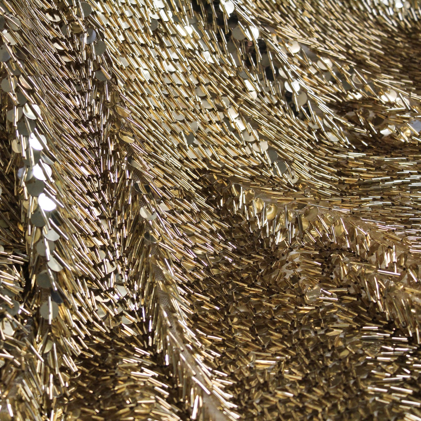 Cascading Waterfall Tulle with Large Bugle Beads and Sequins