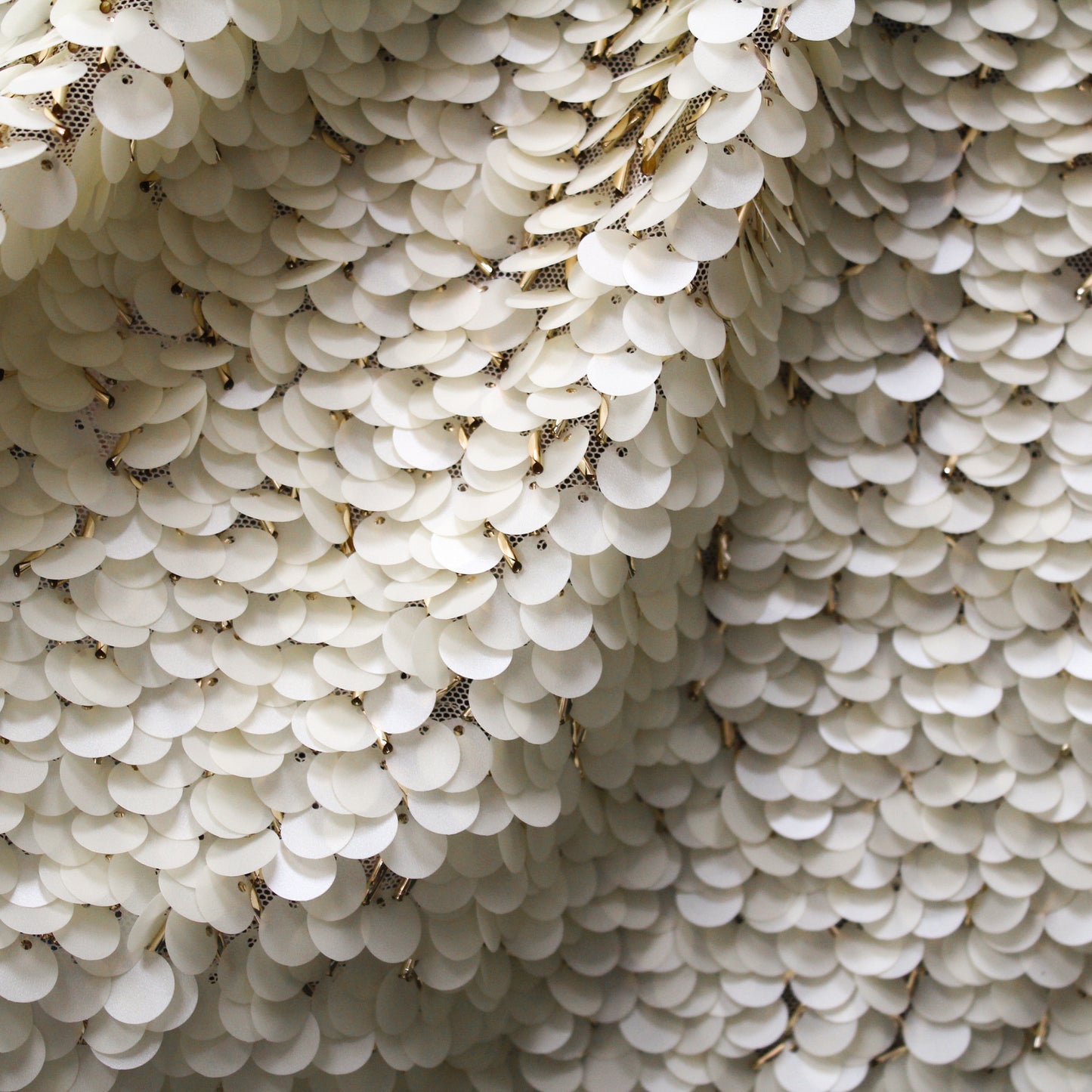 Cascading Waterfall Tulle | Ivory Sequins and Gold Bugle Beads