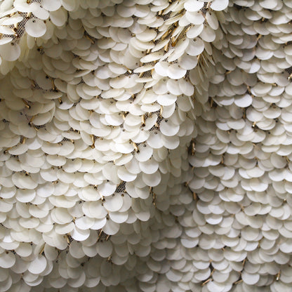Cascading Waterfall Tulle | Ivory Sequins and Gold Bugle Beads