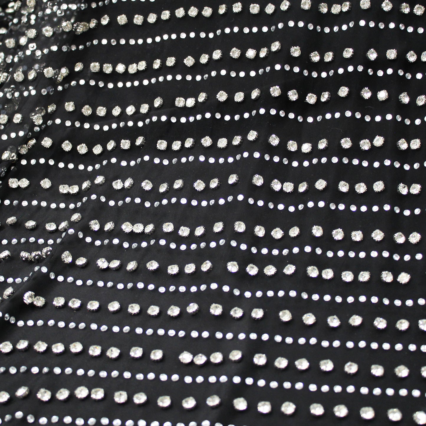 Embroidered Tulle with Horizontal Strass and Diamond Bands