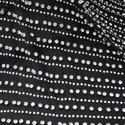 Embroidered Tulle with Horizontal Strass and Diamond Bands