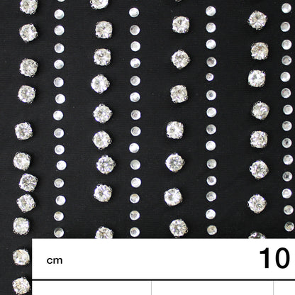 Embroidered Tulle with Horizontal Strass and Diamond Bands
