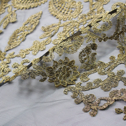 Tulle Ricamato con Filo Lurex Arabesco