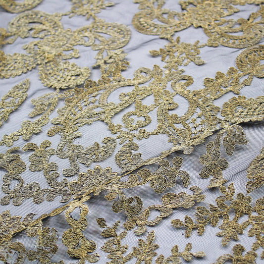 Embroidered Tulle with Lurex Arabesque Pattern