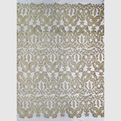 Tulle Ricamato con Filo Lurex Arabesco