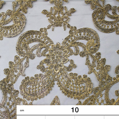 Tulle Ricamato con Filo Lurex Arabesco