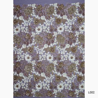 Tulle Ricamato a Filo e Paillettes con Fiori