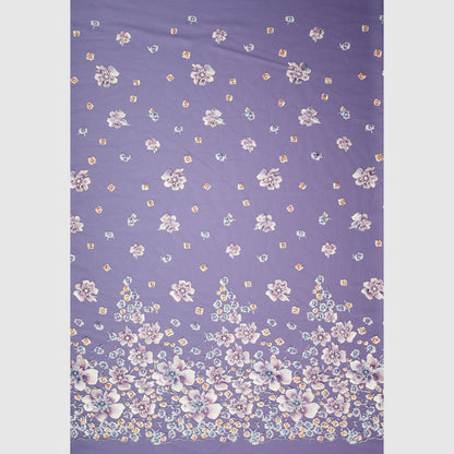 Tulle Ricamato a Filo Stampato con Fiori a Degradè