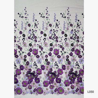 3D Multiform Flower and Leaf Embroidered Tulle