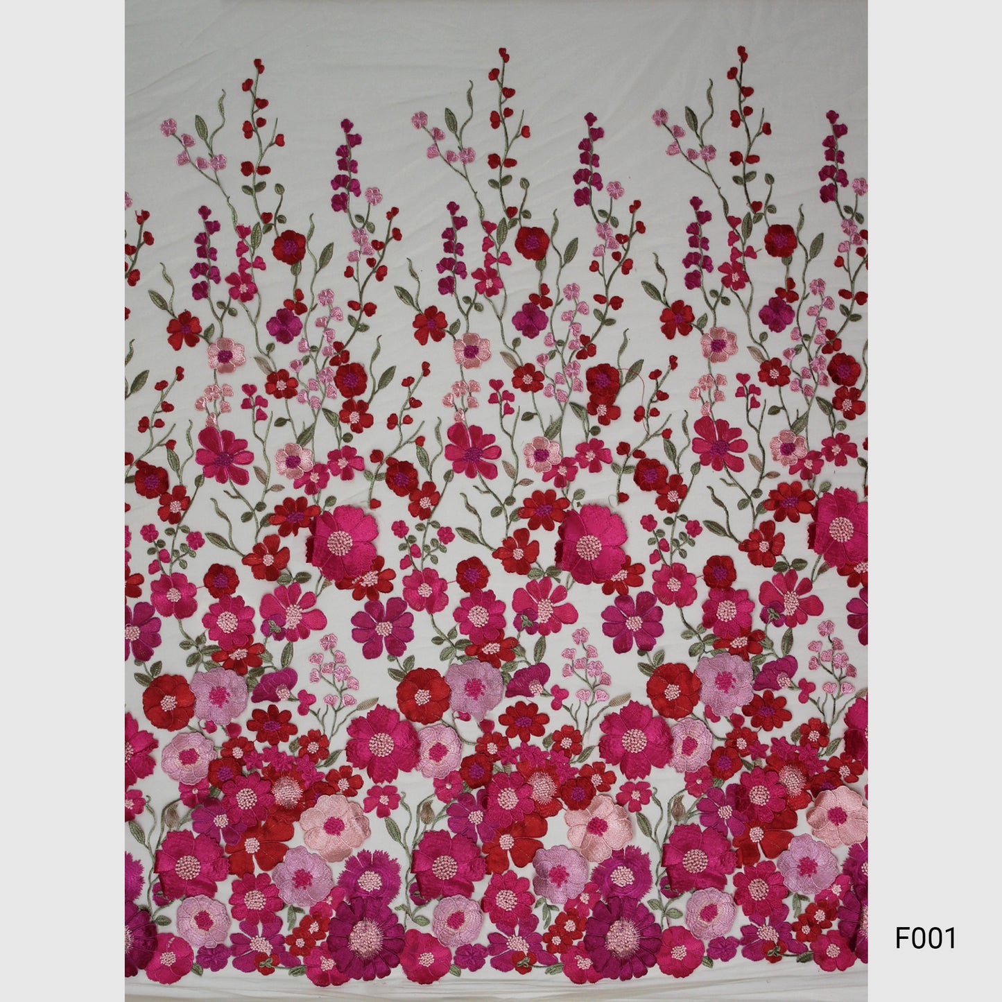 3D Multiform Flower and Leaf Embroidered Tulle