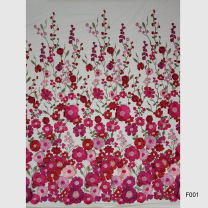 3D Multiform Flower and Leaf Embroidered Tulle