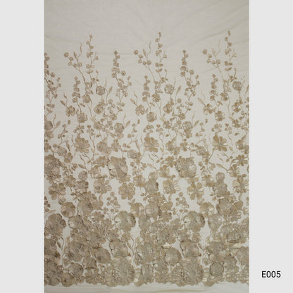 3D Multiform Flower and Leaf Embroidered Tulle
